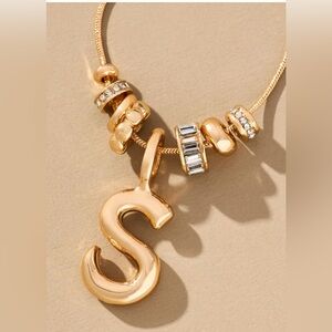 “S” Charm Bubble Letter Monogram Necklace